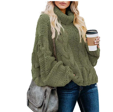 Women's Fashion Casual Turtleneck Pullover Loose-fitting Long Sleeves Sweater
