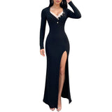 Sexy Lace Split Slim Fit Patchwork Slimming Dress