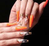 European And American Ballet A Type Art Orange Red Smoke Pattern Fake Nail Patch Box