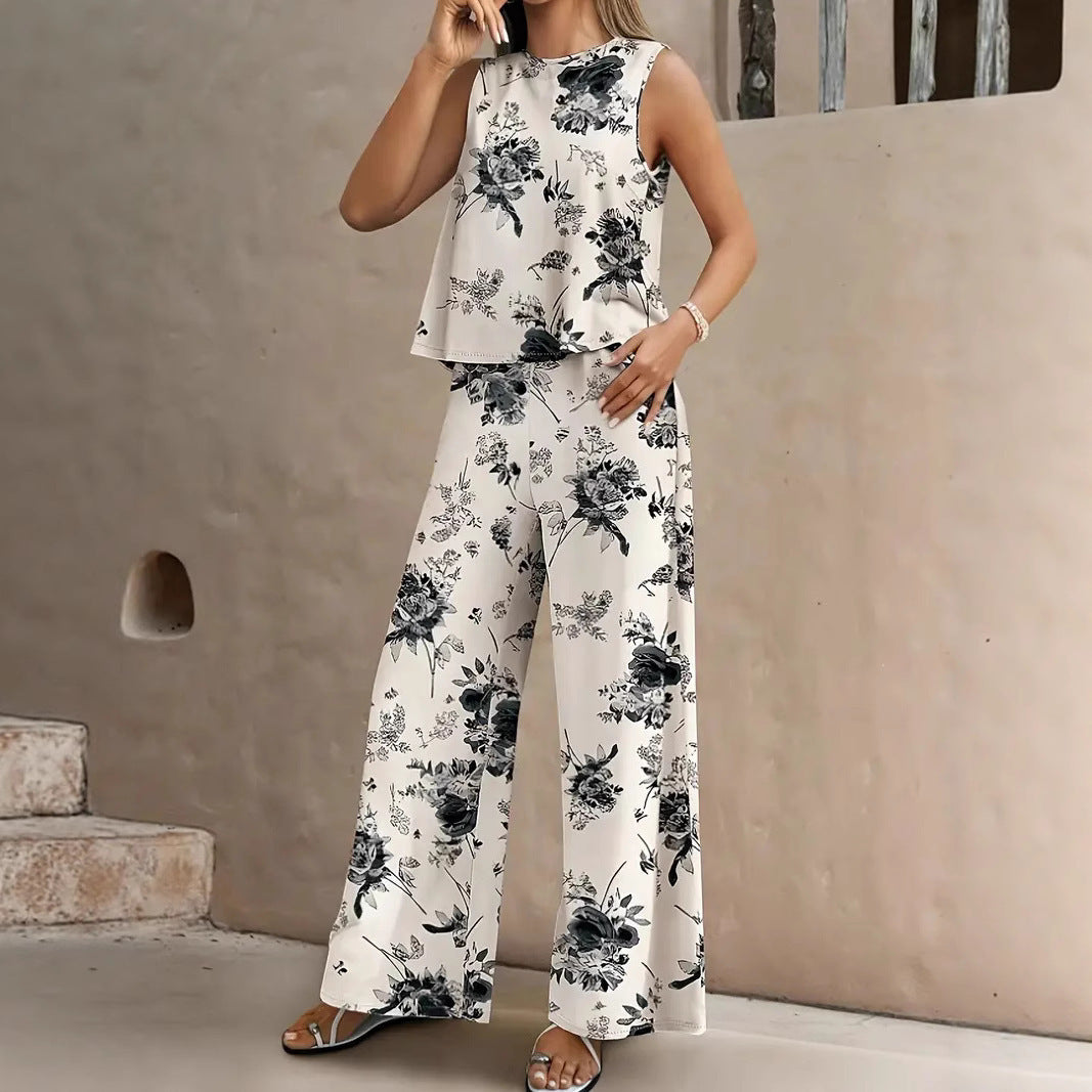 Printed Jerkin Trousers Women's Polyester