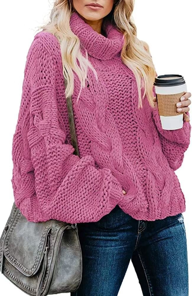 Women's Fashion Casual Turtleneck Pullover Loose-fitting Long Sleeves Sweater