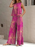 Printed Jerkin Trousers Women's Polyester