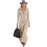 Slim Fit Long Dress Women Casual Long Sleeve Dress