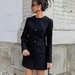 Niche Design Round Neck Long Sleeve Waist Slim Temperament Elegant Coat