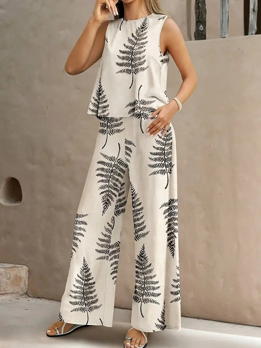 Printed Jerkin Trousers Women's Polyester