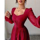 Fashionable Slim-fit Women's Solid Color Dress