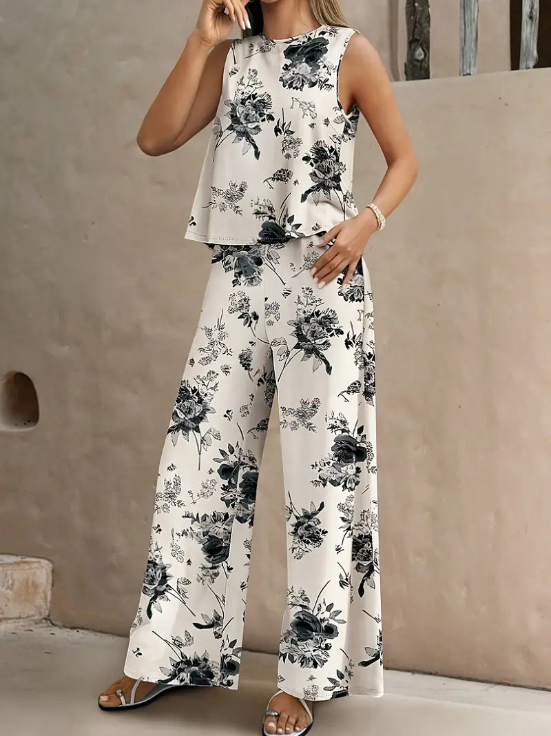Printed Jerkin Trousers Women's Polyester
