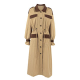 Autumn And Winter Retro Contrast Color Trench Coat For Women