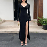 Sexy Lace Split Slim Fit Patchwork Slimming Dress