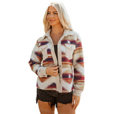 New Single Row Multi-buckle Casual All-matching Printed Ribbed Long Sleeve Jacket