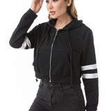 Solid Color Short Long-sleeve Zipper Parallel Bars Hoodie Coat
