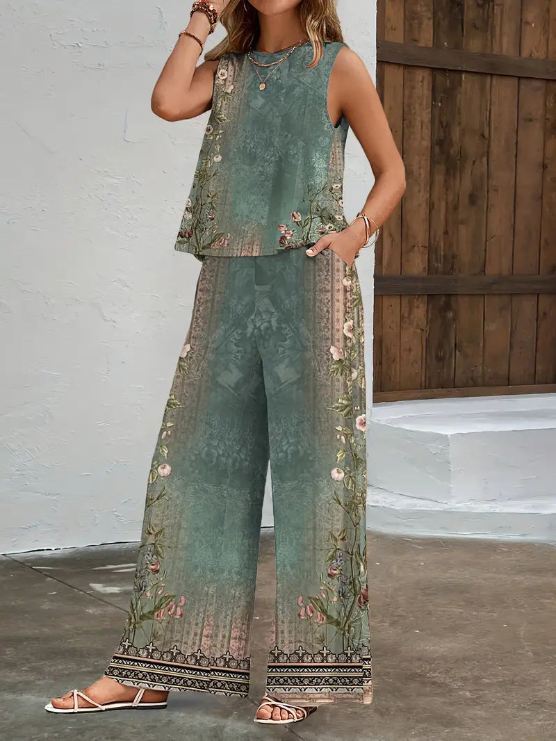 Printed Jerkin Trousers Women's Polyester