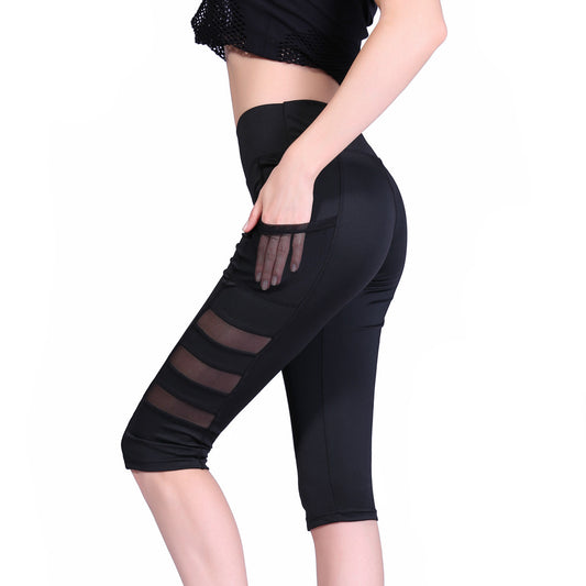 helisopus women in quick drying high waist pants pocket, elastic mesh sports leisure fitness that hot pants leggings