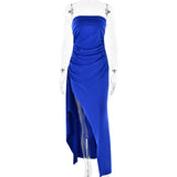 Evening Gown Women's One Neck Strapless Dress Fashionable And Sexy Backless High Slit Long Dress