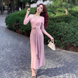Pure Desire To Twist V-neck Long-sleeve Dress Women's Clothing Spring And Autumn
