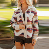 New Single Row Multi-buckle Casual All-matching Printed Ribbed Long Sleeve Jacket