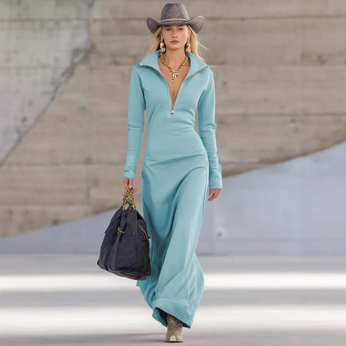 Slim Fit Long Dress Women Casual Long Sleeve Dress