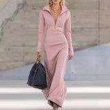 Slim Fit Long Dress Women Casual Long Sleeve Dress