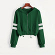 Solid Color Short Long-sleeve Zipper Parallel Bars Hoodie Coat