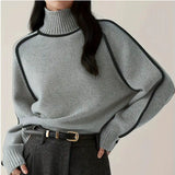 Autumn And Winter Half Turtleneck Three-dimensional Casual Loose Pullover Knitted Sweater Fashion Knit Top Outerwear