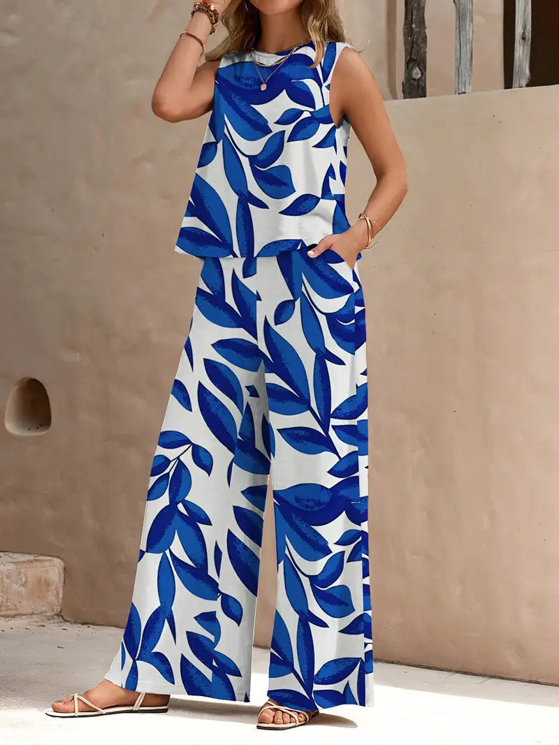 Printed Jerkin Trousers Women's Polyester