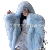 Fur Women's Clothing Fox Fur Coat Hooded Large Size Fuzzy Top