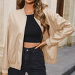 Women's Solid Color European And American Leisure Short Leather Jacket
